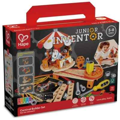Дървен комплект Hape, Млад изобретател, Изгради си карнавал, 73 части