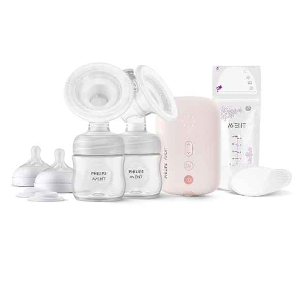 Стартов комплект Philips Avent, двойна ел. помпа 2 бр. шишета 125 мл с биберон Natural Response 0м+, 5 бр. торбички за кърма и 4 бр. подплънки-D35Nz.jpeg