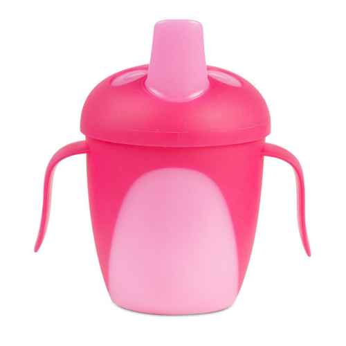 Нетечаща чаша с твърд накрайник и капаче Canpol Tropical Bird 9м+ 240 мл, розова