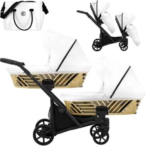 Бебешка количка за близнаци 2 в 1 Kunert Ивенто, Еко бяла перла-EGGSE.jpeg