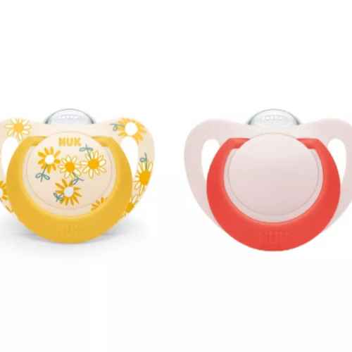 Силиконова залъгалка NUK Star, 6-18м, момиче, 2бр