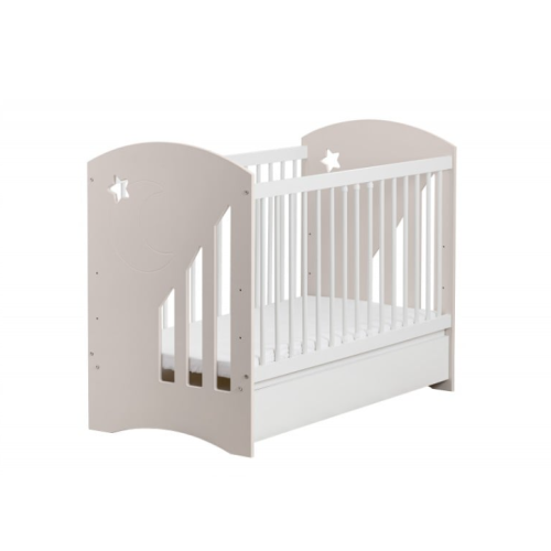Бебешка кошара с чекмедже Baby Moon + матрак 60/120 см, бежова