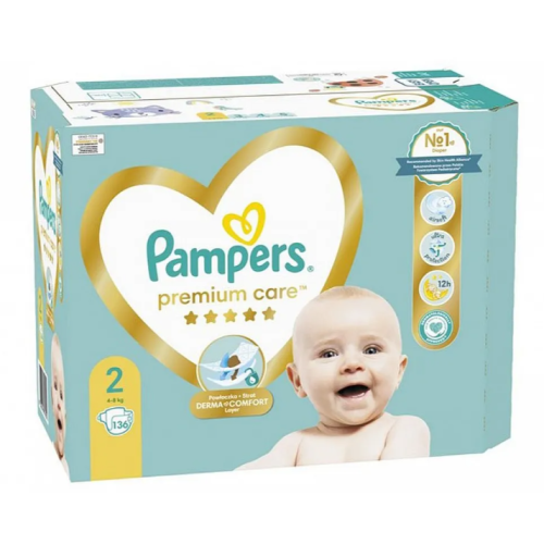 Еднократни памперси Pampers Premium Care 2 Mini, 4-8 кг 136 бр.