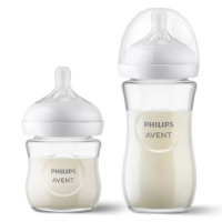 Комплект за бебе Philips AVENT с 3 стъклени шишета за хранене Natural Response, 0м+, 1м+, с биберони без протичане и залъгалка-FumZi.png