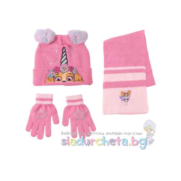 Детска шапка, шал и ръкавици Criss, розови-GJ9I7.jpeg