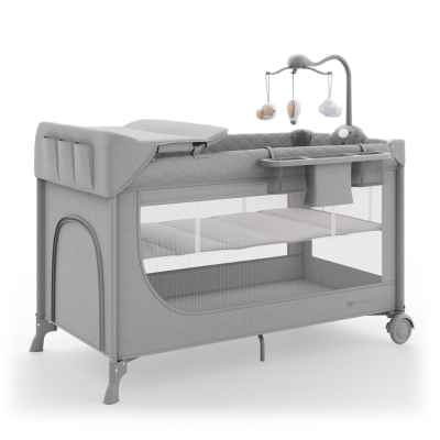 Бебешка сгъваема кошара KinderKraft LEODY UP, с аксесоари, Grey