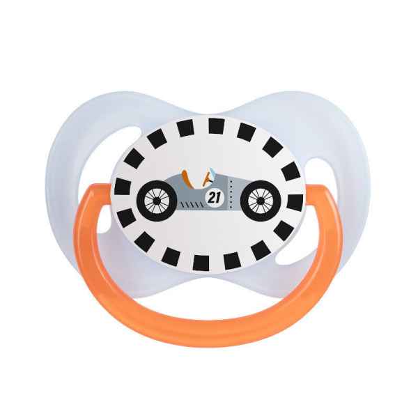 Силиконова залъгалка със симетрична форма Canpol So Cool 6-18м, оранжева-GoReL.jpg