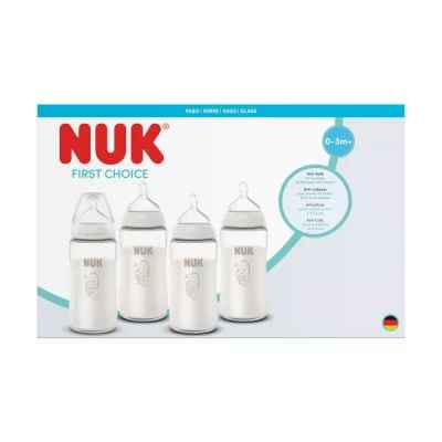 Сет 4 стъклени шишета Nuk First Choice + Perfect Start