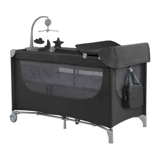 Бебешка кошара на две нива Kikka Boo Nighty Night, Black 2026