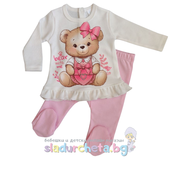 Комплект от 2 части Светли - туника и ританка, бял/ розов-HNrjl.png