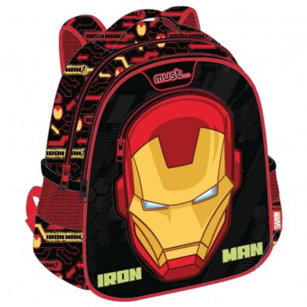 Детска раница с 2 ципа Must, Iron Man-HSnlj.jpeg