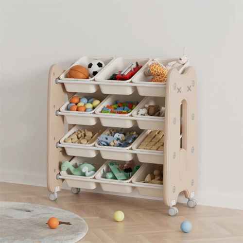 Подвижен пластмасов органайзер за детски играчки Feelkids, кафяв