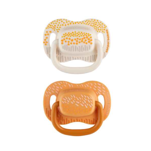 Силиконова залъгалка със симетрична форма Canpol Mountains, 0-6м, 2бр жълто-HkWtY.jpg