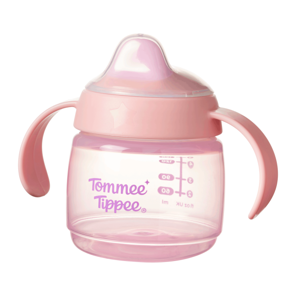 Неразливаща се чаша с мек накрайник и дръжки Tommee Tippee, Starter Spout 150 мл 4м+, розова-ITang.png