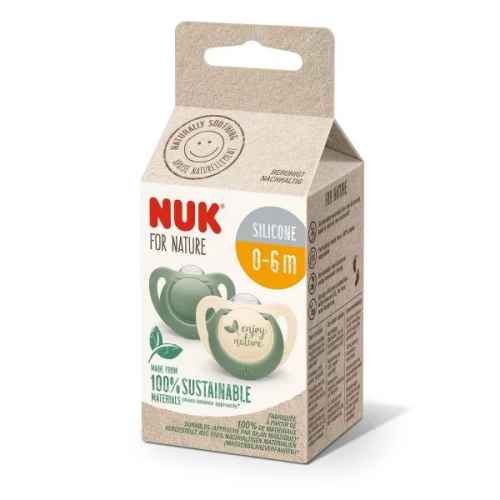 Залъгалка силикон NUK for NATURE 0-6 мес. 2бр., зелена