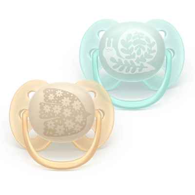 2 бр. залъгалки Philips Avent Ultra Soft 0-6м, пастелни с декор