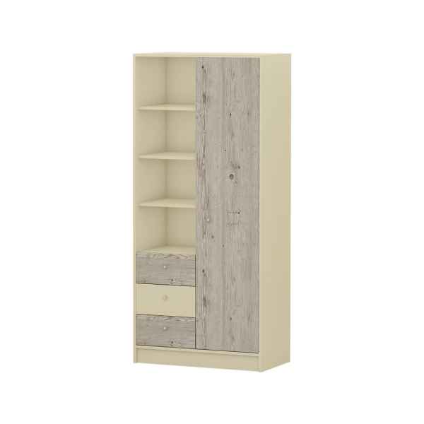 Двукрилен гардероб с три чекмеджета Arbor №4, Хималайски дъб + Ванилия-JPDFh.jpg
