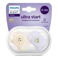 Комплект от 2 бр. ортодонтични залъгалки за новородени Philips AVENT Ultra Start 0-2м, в оранжево и лилаво със забавен дизайн очички, в кутия за стерилизиране-JXB1R.jpeg