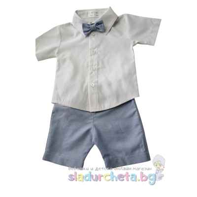 Комплект от 3 части Baby Dji - риза, къс панталон и папионка
