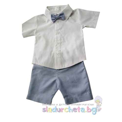 Комплект от 3 части Baby Dji - риза, къс панталон и папионка