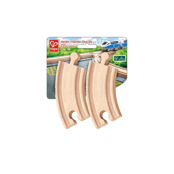 Дървен комплект Hape, Къса железопътна извита релса, 4 броя-KO9os.jpeg
