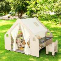 Детска дървена къща 6в1 Ginger Home, Стол, Маса, Черна Дъска, Органайзер, Тента и Мека Подложка-KYKEF.jpeg