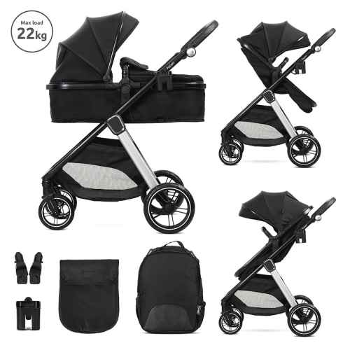 Комбинирана бебешка количка 2в1 Lorelli Aspen, Black