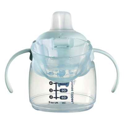 Неразливаща се чаша Tommee Tippee Soft Spout, BACSHIELD, с дръжки, синя с Мече, 150 мл, 4м+