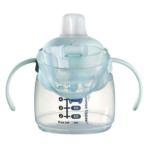 Неразливаща се чаша Tommee Tippee Soft Spout, BACSHIELD, с дръжки, синя с Мече, 150 мл, 4м+