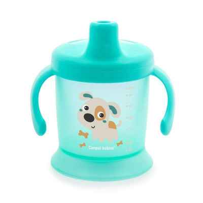 Нетечаща чаша с твърд накрайник и капаче Canpol Bunny and Company 200 мл, тюркоаз