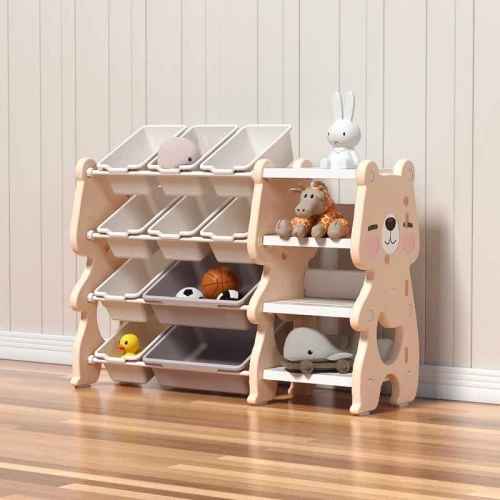 Многофункционален органайзер за играчки с кутии за съхранение Feelkids, розово мече