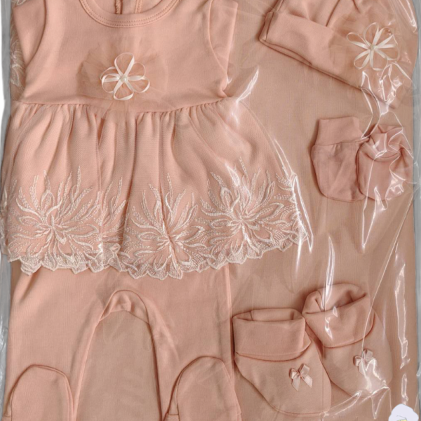 Комплект за изписване Светли, Дантела с цвете в цвят праскова-LbgLC.png