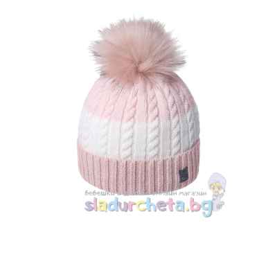 Детска шапка Criss, розова с бяло