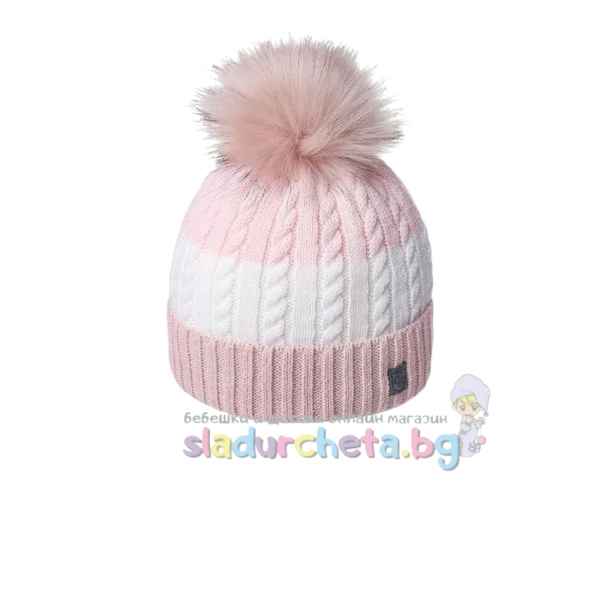 Детска шапка Criss, розова с бяло-Lh09s.jpeg