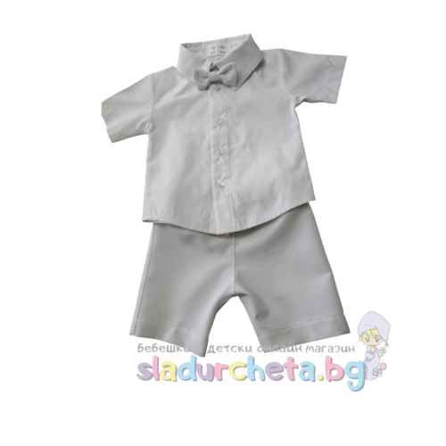Комплект от 3 части Baby Dji - риза, къс панталон и папионка