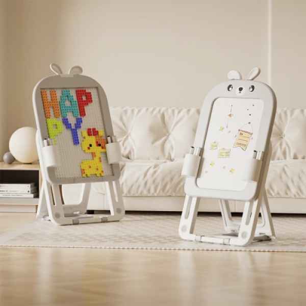 Детска сгъваема дъска за рисуване с конструктор 60 части Feelkids, сив-MHjgF.jpeg