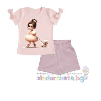 Комплект от 2 части Светли - тениска и къс панталон
