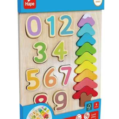 Дървен пъзел Hape, цветове и форми, 9 части