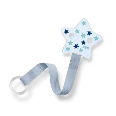 Клипс с лента за залъгалка NUK, Синя звезда