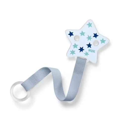 Клипс с лента за залъгалка NUK, Синя звезда