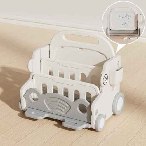 Детски подвижен органайзер с дъска за рисуване Feelkids, Сива кола