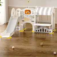 Детски център с пързалка, къща и баскетболен кош Feelkids, кафяв-OOxFH.jpeg