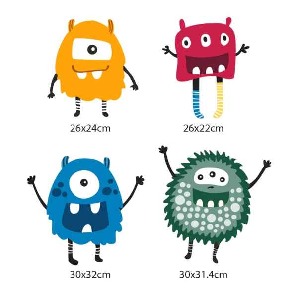 Комплект 4 броя стикери Ginger Home MONSTER, за декорация-OlX5H.jpeg