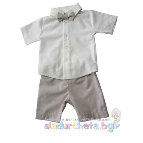 Комплект от 3 части Baby Dji - риза, къс панталон и папионка