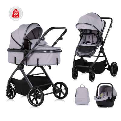 Комбинирана бебешка количка 3в1 Chipolino Pearl, платина