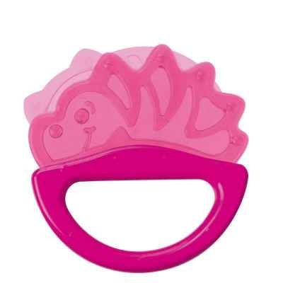 Силиконова дрънкалка с мека чесалка 0м+ Canpol, розов динозавър