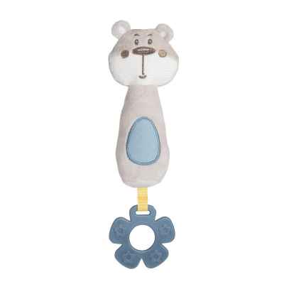 Мека играчка с чесалка и свирка Canpol Pastel Friends, сива