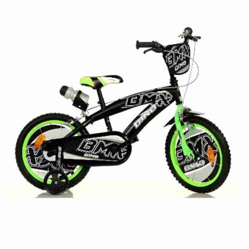 Детски велосипед Dino Bikes BMX 16“ с бутилка, Black/Green