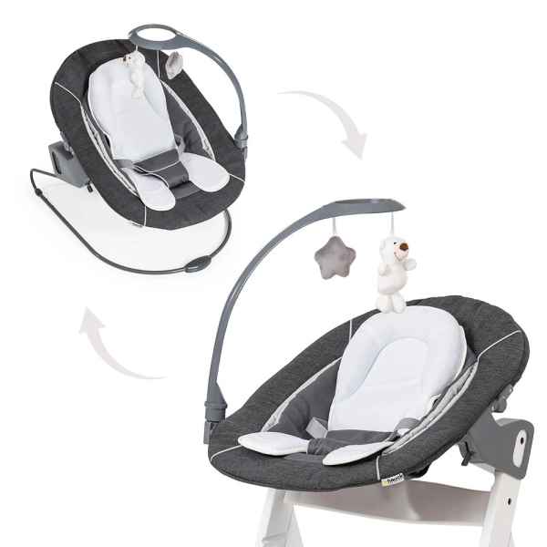 Шезлонг за столче за хранене 2в1 Hauck Alpha+ Bouncer, Deluxe melange grey-QFGym.jpeg