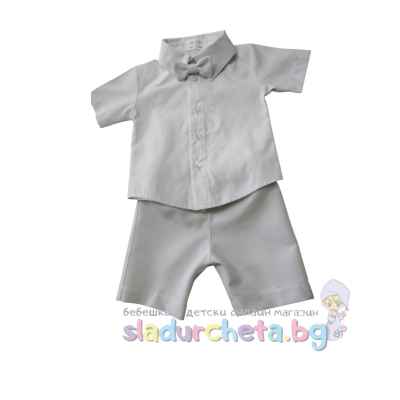 Комплект от 3 части Baby Dji - риза, къс панталон и папионка